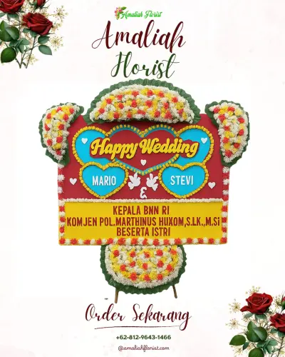 Karangan Papan Bunga Pernikahan di Tenilo